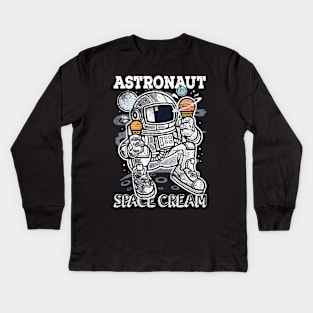 Funny Gift Astronaut Space Cream Kids Long Sleeve T-Shirt